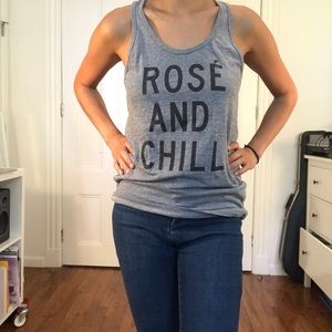 A tri-blend tank that says “Rosé and Chill”